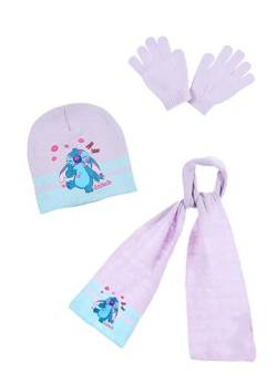 Disney Stitch Hut, Schal und Handschuhe für Mädchen, Winterset für Mädchen, Mütze Schal und Handschuhe Stitch und Angel, Winteraccessoires für Kinder – Lilas von Disney