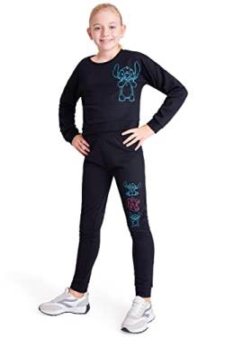 Disney Stitch Jogginganzug Kinder Mädchen Trainingsanzug Teenager Kapuzenpullover und Jogginghose Set (Schwarz, 13-14 Jahre) von Disney