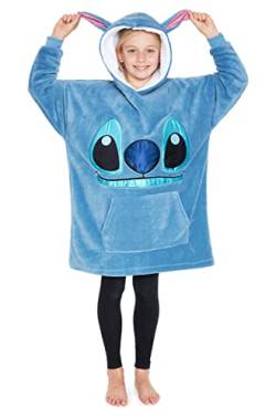 Disney Stitch Kapuzenpullover Mädchen, Übergroße Hoodie Decke Kinder mit Sherpa-Kapuze und Kängurutasche One Size (Blau) von Disney