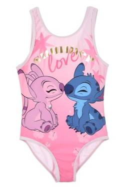 Disney Stitch Mädchen Badeanzug, Motiv Stitch und Engel Einteiliger Badeanzug, Kinder Schwimmbadeanzug, Größe 12 Jahre, Rosa von Disney