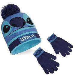 Disney Stitch Mütze und Schal Set mit Handschuhen für Mädchen (Blau 2 Stück) von Disney