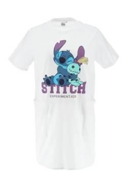 Disney Stitch Nachthemd für Damen, Kurzes Kleid mit Stitch, Sommer Pyjama, Geschenk für Frauen und Jugendliche | Größe M, Weiß von Disney