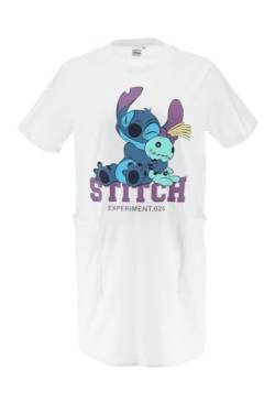 Disney Stitch Nachthemd für Damen, Kurzes Kleid mit Stitch, Sommer Pyjama, Geschenk für Frauen und Jugendliche | Größe S, Weiß von Disney