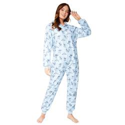 Disney Stitch Onesie Damen Kuschelig, Stitch Pyjama Onesie Erwachsene mit Kapuze S bis XL - Lilo und Stitch Geschenke (Blau Stitch, M) von Disney