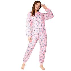 Disney Stitch Onesie Damen Kuschelig, Stitch Pyjama Onesie Erwachsene mit Kapuze S bis XL - Lilo und Stitch Geschenke (Rosa Stitch, L) von Disney