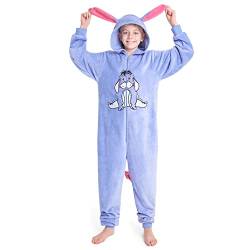 Disney Stitch Onesie Mädchen, Kuschelige Warm Einteiler Schlafanzug Kinder, Baby Yoda Geschenke für Mädchen Weihnachten (Blau Eeyore, 5-6 Jahre) von Disney