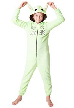 Disney Stitch Onesie Mädchen, Kuschelige Warm Einteiler Schlafanzug Kinder, Baby Yoda Geschenke für Mädchen Weihnachten (Grün Baby Yoda, 5-6 Jahre) von Disney