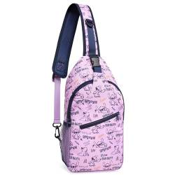 Disney Stitch Sling Bag, Brusttasche Umhängetasche mit Gepolstertem Träger & Mehreren Fächern- Geschenke für Mädchen von Disney