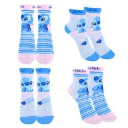 Disney Stitch Socken, Stitch Design, 4er-Pack Socken für Mädchen, Klassische Socken, Geschenk für Mädchen und Teenager, Größen EU 23 bis 34 (DE/NL/SE/PL, Numerisch, 23, 26, Regular, Mehrfarbig) von Disney