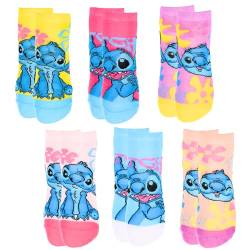 Disney Stitch Socken für Mädchen, Set mit 6 Kurzen Socken mit Stitch Design, Größe EU 23/26 von Disney