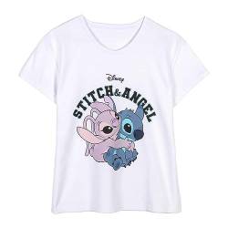 Disney Stitch T-Shirt, Stitch und Angel Design, Kurzarm T-Shirt, Geschenk für Frauen und Jugendliche (XL) von Disney