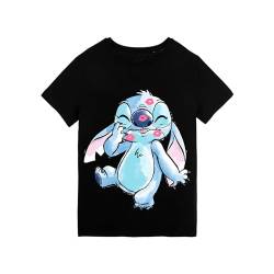 Disney Stitch T-Shirt Damen, Design 'Kiss' Stitch Kurzärmliges T-Shirt für Erwachsene, Geschenk für Frauen und Jugendliche | Kiss | Größe L von Disney
