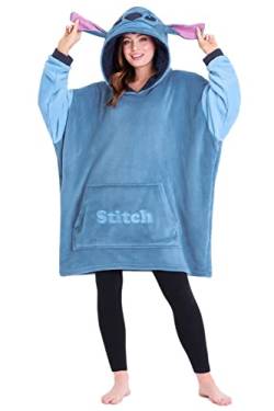 Disney Stitch Übergroße Hoodie Decke Damen Teenager, Fleece Oversized Kapuzenpullover mit Ärmeln One Size - Frauen Geschenke (Blau Stitch) von Disney