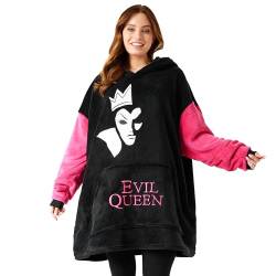 Disney Stitch Übergroße Hoodie Decke Damen Teenager, Fleece Oversized Kapuzenpullover mit Ärmeln One Size - Frauen Geschenke (Schwarz Evil Queen) von Disney