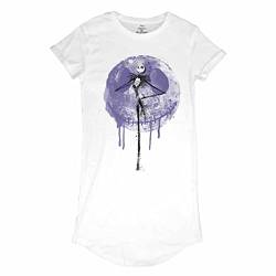 Disney T-Shirt-Kleid für Damen | Nightmare Before Christmas Damen Kleid | 100% Baumwolle, weiß | Jack Skellington T-Shirt-Kleid | Offizielles Nightmare Before Christmas Merchandise, weiß, X-Large von Disney