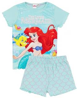 Disney The Little Mermaid Blaues Pyjama-Set für Mädchen | Kinder Ariel Princess T-Shirt und Shorts Pyjama | Unterwasser-Abenteuerdesign | Offizielle Ware von Disney