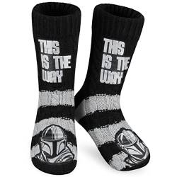 Disney The Mandalorian Kuschelsocken Herren Flauschig Hüttensocken Herren mit Noppen Baby Yoda (Schwarz/Grau) von Disney