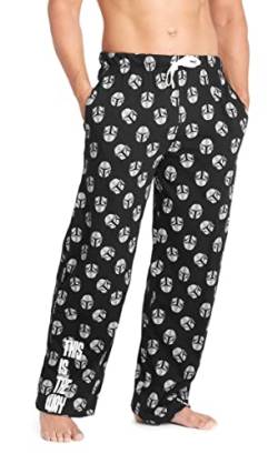 Disney The Mandalorian Schlafanzughose Herren Lang, Pyjama Herren Schlafhose (L, Schwarz/Grau) von Disney