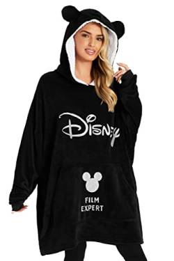 Disney Übergroße Kapuzenpullover Damen Hoodie Decke Mädchen Teenager Herren (Schwarz) von Disney