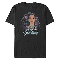 Disney Unisex Flower Pocahontas Organic Short Sleeve T-Shirt, Black, XL von Disney