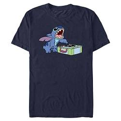 Disney Unisex Lilo & Stitch-DJ Stitch Organic Short Sleeve T-Shirt, Navy Blue, M von Disney