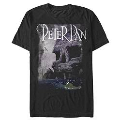 Disney Unisex Peter Pan-Scenery Organic Short Sleeve T-Shirt, Black, XL von Disney