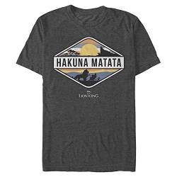 Disney Unisex The Lion King-Hakuna Matata Emblem Organic Short Sleeve T-Shirt, Melange Black, XL von Disney