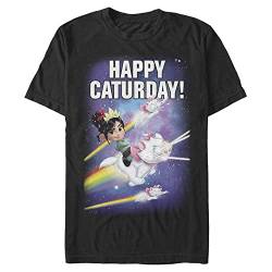 Disney Unisex Wreck-It Ralph 2-Happy Caturday Stars Organic Short Sleeve T-Shirt, Black, XL von Disney