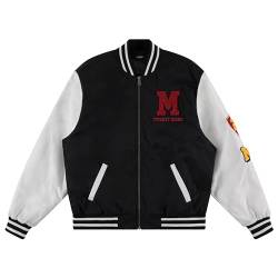 Disney Varsity Bomberjacken für Damen und Herren, Mickey-Patches, Schwarz/Weiß, M von Disney