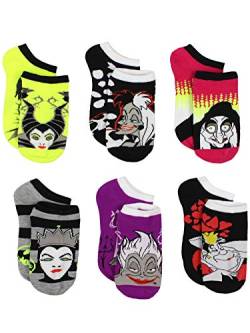 Disney Villains Teen Damen-Socken, 6er-Pack (Jugendliche/Erwachsene), Bösewichte, Schwarz/Mehrfarbig, 42 von Disney