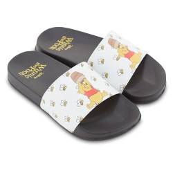 Disney Winnie Puuh Damen-Slides – klassische Winnie Puuh Slip-On-Sandalen aus Schaumstoff, Winnie Puuh, Schwarz Weiß, 37 EU von Disney