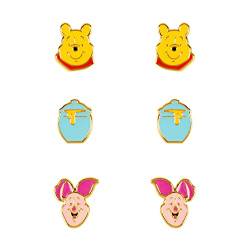 Disney Winnie The Pooh SF00469YL Ohrring-Set, Gelb, Rosa und Blau, Einheitsgröße, Messing, Kein edelstein von Disney