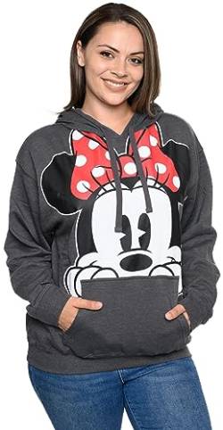 Disney Women Hoodie Minnie Mouse Peeking Pullover Sweatshirt (2X, Charcoal) von Disney