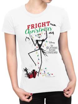 Disney Womens Nightmare Before Christmas T Shirt | Jack Skellington Kurze Ärmel Weihnachten Tops für Frauen | Größen klein bis X-Large | Weiß | X-Groß von Disney