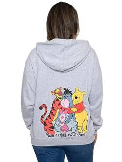 Disney Zip Hoodie I-Aah Winnie Puuh Ferkel Tigger, Meliert, Grau, M von Disney