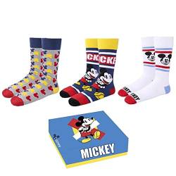 Disney lustige und bunte Socken Damen 3er Pack Damen Socken Motive Geschenkset Lilo und Stitch, Minnie Mouse, Mickey Mouse, Snoopy (DE/NL/SE/PL, Numerisch, 40, 46, Regular, Regular, Mickey 1) von Disney