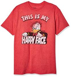 Donald Duck T-Shirt Angry Grumpy This is My Happy Face - Rot - X-Groß von Disney