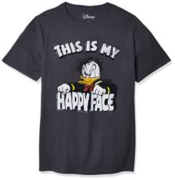 Donald Duck T-Shirt Angry Grumpy This is My Happy Face - grau - Groß von Disney