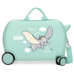 Joumma Disney Dumbo Fly Kinderkoffer, Blau, 45 x 31 x 20 cm, Harter ABS-Kunststoff, 24,6 l, 1,8 kg, 4 Räder, Handgepäck, Handgepäck, blau, Kinderkoffer von Disney