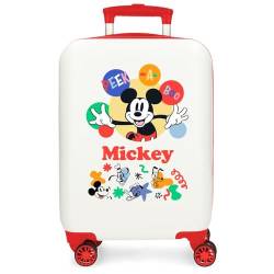 Joumma Disney Micky Peek a Boo Kabinenkoffer, Weiß, 33 x 50 x 20 cm, starr, ABS, seitlicher Kombinationsverschluss, 28,4 l, 2 kg, 4 Doppelräder, Handgepäck, weiß, Kabinenkoffer von Disney