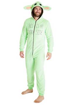 Mandalorian Baby Yoda Jumpsuit, Mandalorian the Child Onesie Damen und Herren, Star Wars Kuschelig Hausanzug, Unisex Fleece Einteiler Für Winter (Grün, XL) von Disney