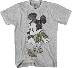 Mickey Mouse Camo Camouflage Disneyland World Retro Classic Vintage Tee Funny Humor Adult Mens Graphic T-Shirt Apparel (3X-Large, Heather) von Disney