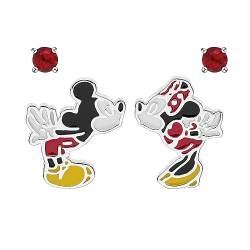 Mickey und Minnie Maus Küssen, Sterling Silber Ohrstecker mit Zirkonia, Geschenk für Mädchen und Damen von Disney