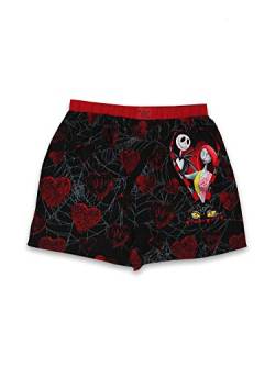 Nightmare Before Christmas Jack and Sally Men's Heart Boxer Shorts Underwear (Small, Multicolor) von Disney