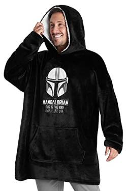 The Mandalorian Oversized Hoodie Herren, Star Wars Fleece Riesen Pullover Herren Hoodie Blanket, Geschenke für Männer (Schwarz) von Disney