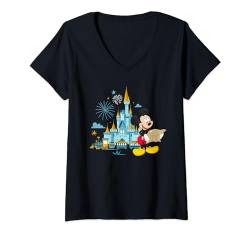 Walt Disney World 50th Anniversary Mickey Magic Castle T-Shirt mit V-Ausschnitt von Disney