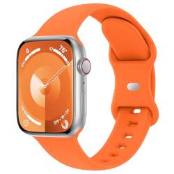 Ersatz-Sportarmband aus weichem Silikon, kompatibel mit Apple Watch, 38 mm, 40 mm, 41 mm, 42 mm, 44 mm, 45 mm, 49 mm, für iWatch Serie Ultra/Ultra 2 9/8/7/6/5/4/3/2/1 SE, für Damen und Herren, Orange von Distore