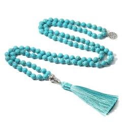 Distrainar 108 Gebetsperlen, lange Perlenkette, 108 Gebetsperlen Halskette, Natursteine, Meditationsschmuck (Color : A) von Distrainar