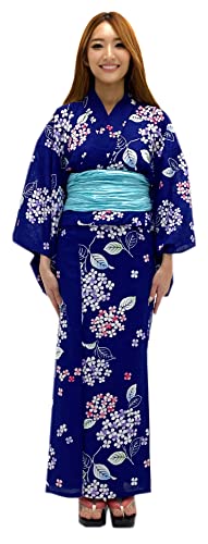 DITA Enshu Traditioneller Yukata-Bademantel für Damen aus Baumwolle (japanischer lässiger Kimono), leicht zu tragen (Yukata, Obi, Koshihimo) Set3, Enshu-5, Einheitsgröße von Dita