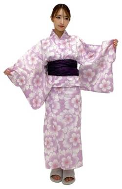 Dita ENSHU Traditioneller Yukata-Bademantel für Damen, Baumwolle, japanischer lässiger Kimono, leicht zu tragen (Yukata, Obi, Koshihimo), Set 3, Enshu-25, Medium-Large von Dita